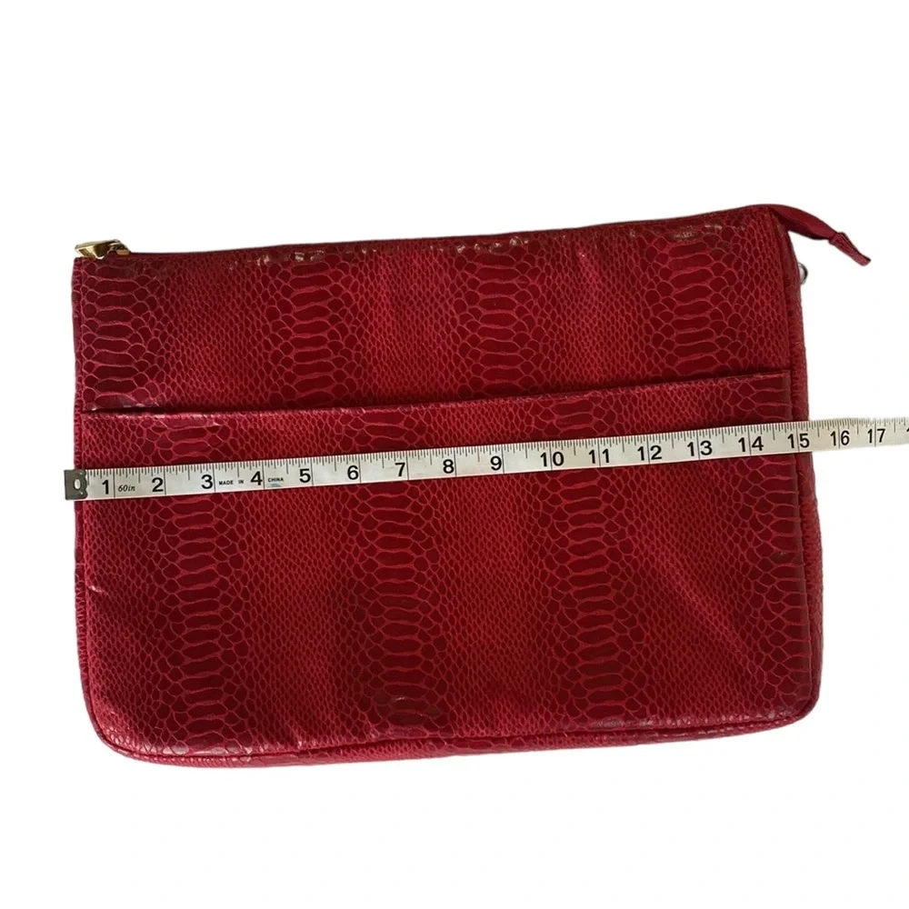 Red Faux Crocodile Skin iPad Case File Holder. Excellent condition!